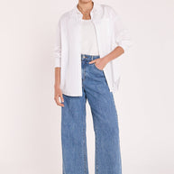 Classic crisp white women's button-down shirt