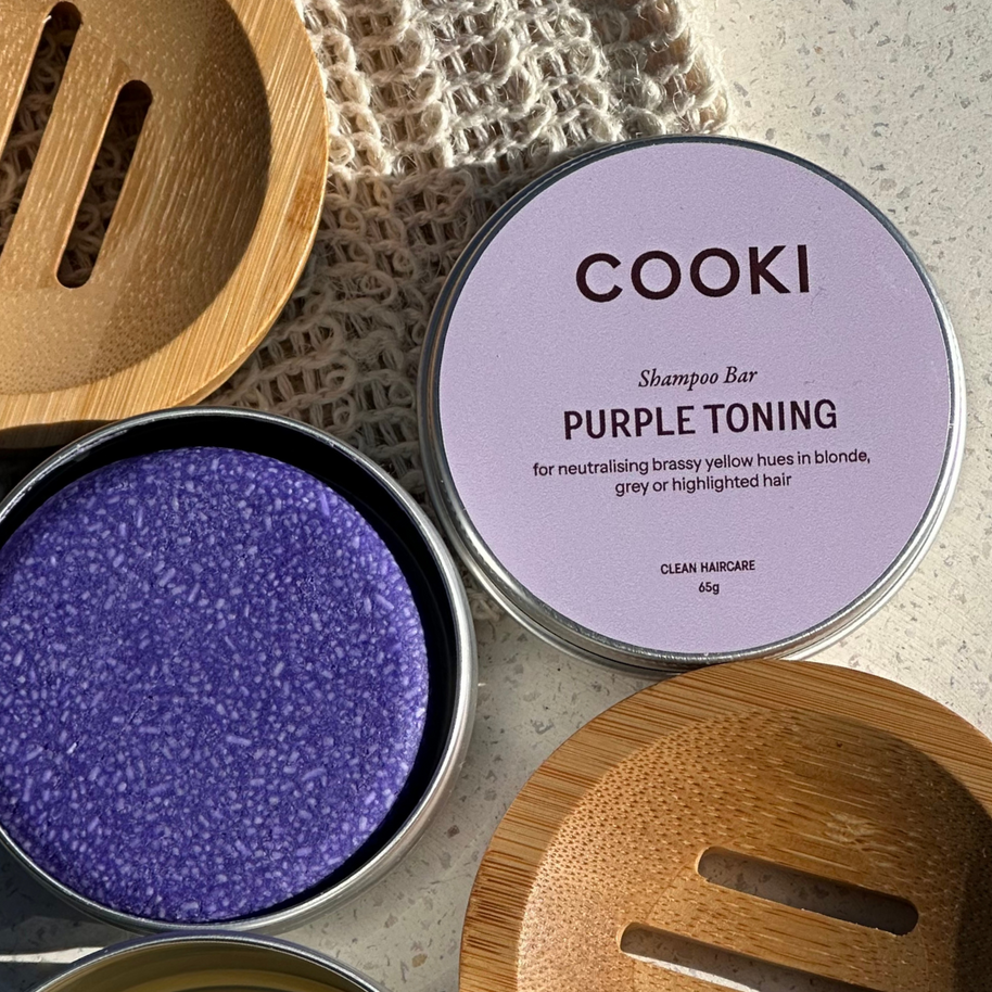 Cooki Haircare Purple Shampoo Bar in tin