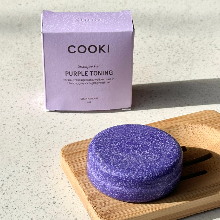 Vegan purple shampoo bar for blonde and grey hair