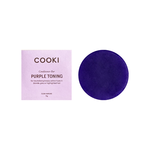 Vegan purple conditioner bar for blonde and grey hair