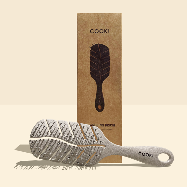 Cooki Wheatstraw Detangling Brush with kraft paper packaging