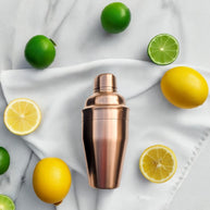 Copper cocktail shaker with built-in strainer lid