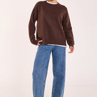 Cosy womens winter knit jumper in warm chocolate tone