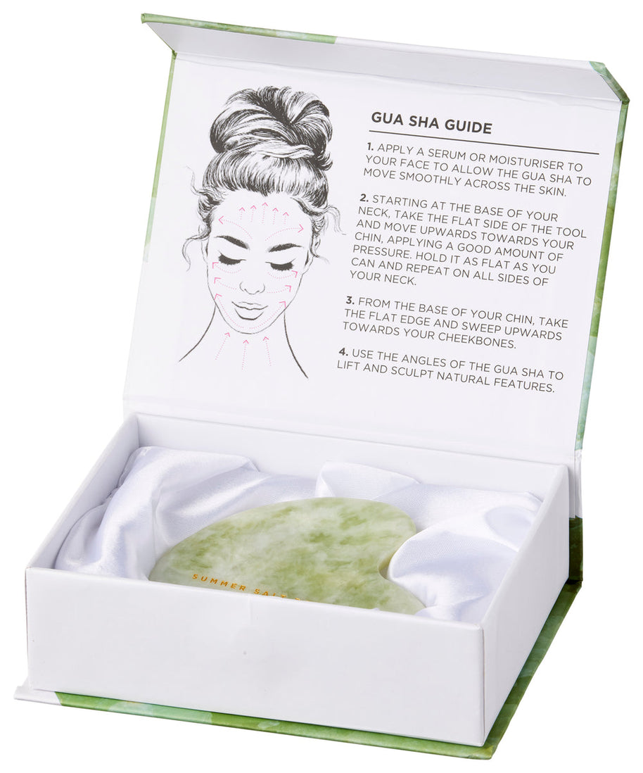 Crystal jade gua sha stone for glowing skin by Summer Salt Body