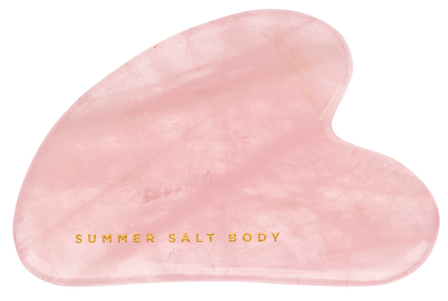 Summer Salt Body Rose Quartz Gua Sha facial massage tool in gift box