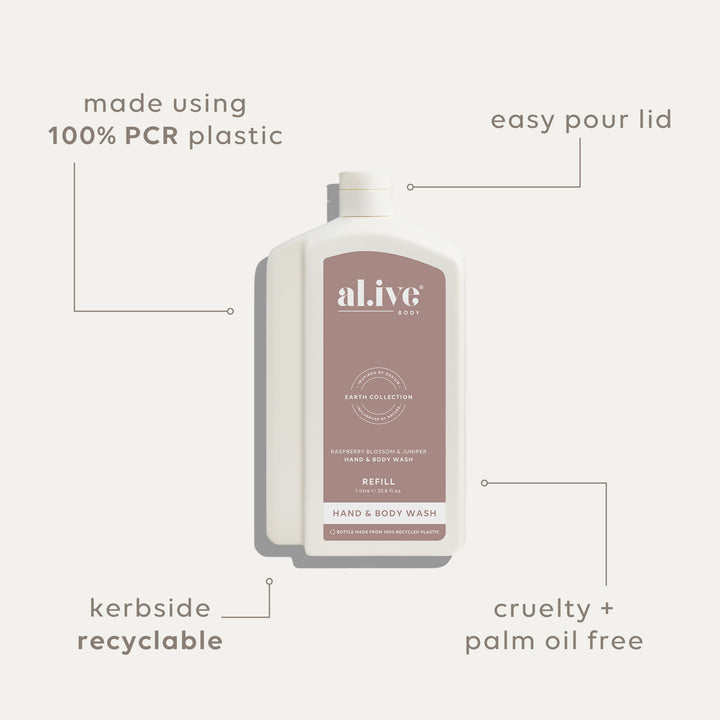 Eco-friendly 1 litre hand and body wash refill bottle