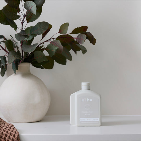 Eco-friendly lotion refill with sea cotton and coconut scent