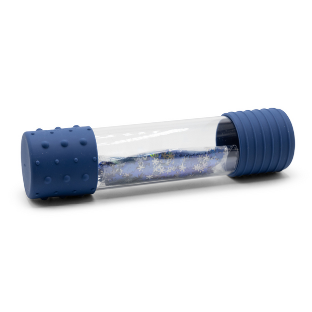Blue sensory calm down bottle with glitter mix