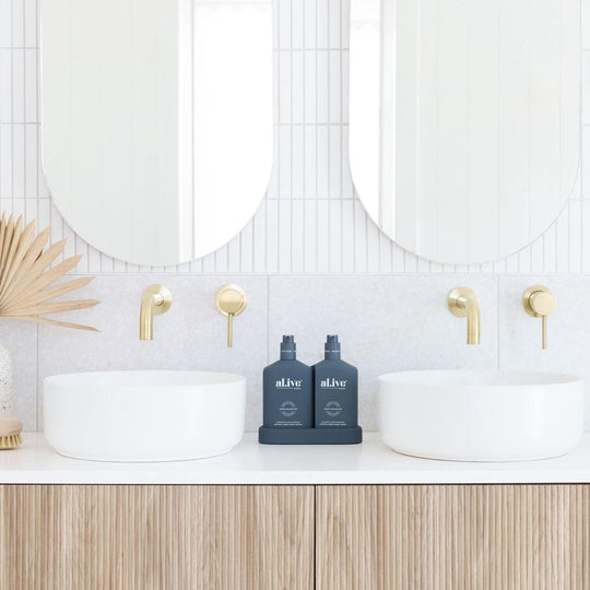 Eco-friendly wash and lotion duo in designer packaging