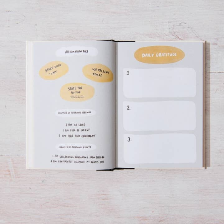 Danica Gim illustrated journal with affirmations gratitude and body positive prompts