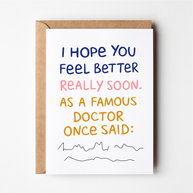Friends of Henry I Hope You Feel Better Really Soon card with colourful text