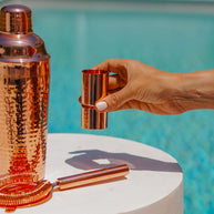 Double-sided copper jigger measuring 30ml and 50ml