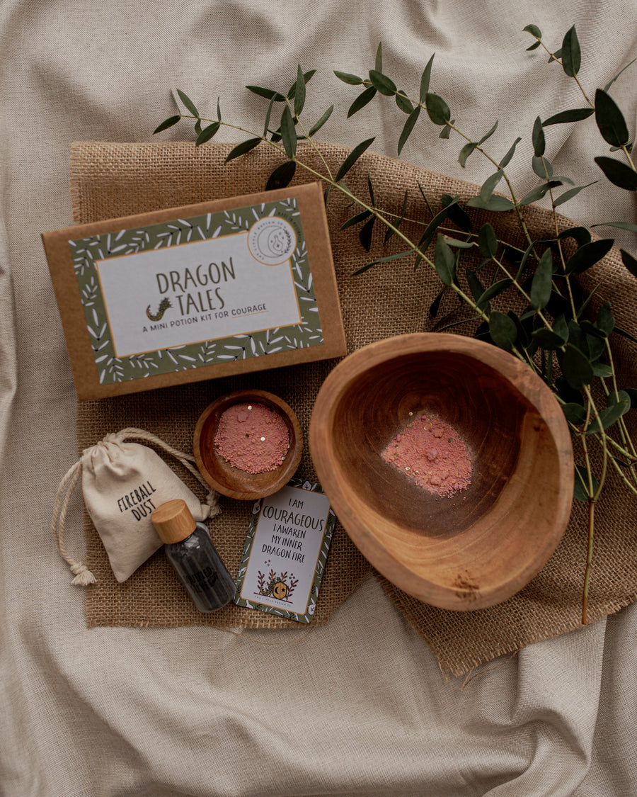 The Little Potion Co Mini Dragon Tales Potion Kit with courage spell card