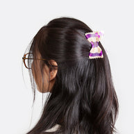 Purple bow-tie pasta inspired hair claw clip
