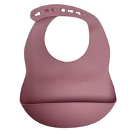 ES Kids Dusty Pink Silicone Baby Bib with crumb catcher pocket