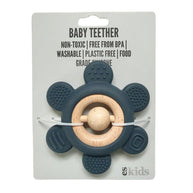ES Kids Navy Silicone Flower Teether Rattle 10cm