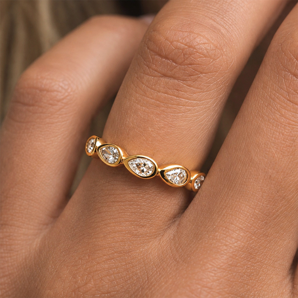 EVER Jewellery Cascade Gold Ring on finger