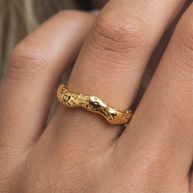 EVER Jewellery Ripple Gold Ring on finger