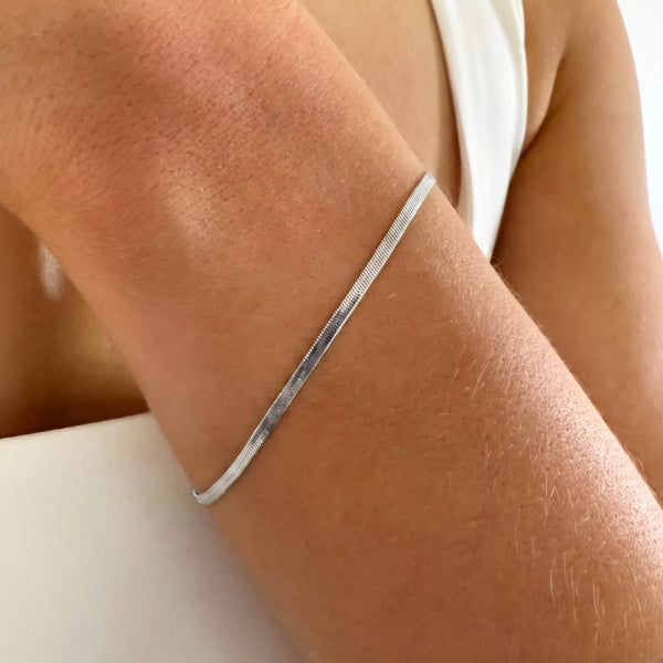 EVER Jewellery Sidewalk Silver Bracelet on wrist
