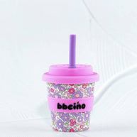Eco-friendly bamboo kids cup with pink and purple floral print