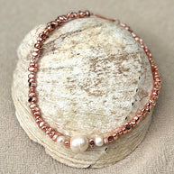 Elegant Boss + Me hematite necklace in rose gold tone