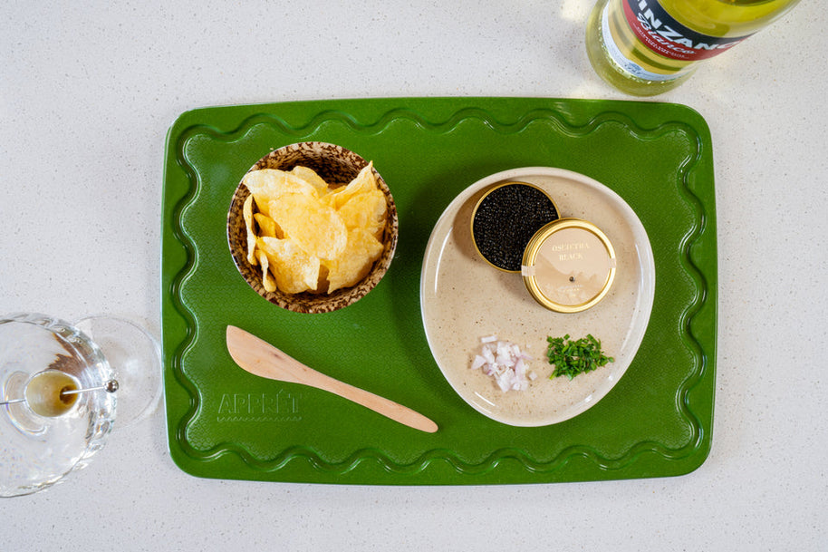 Green chopping board with non-slip grip and juice groove