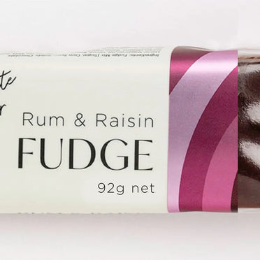 Creamy rum and raisin flavoured gourmet fudge