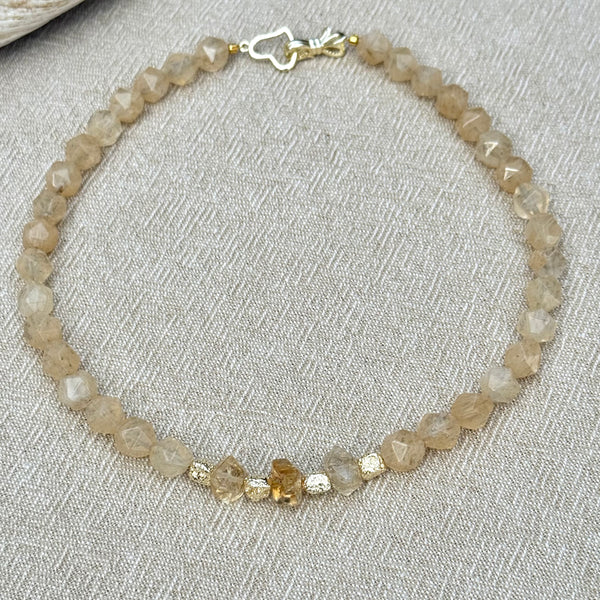 Faceted golden citrine stone beaded necklace by Boss + Me