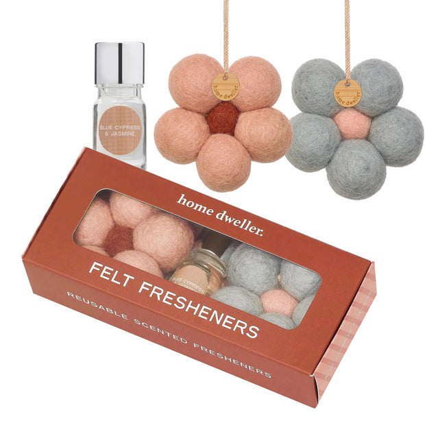 Home Dweller Felt Freshener Blue Cypress & Jasmine reusable air freshener