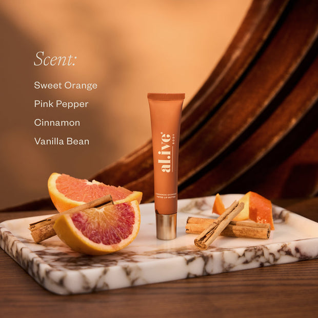 Festive hanging ornament packaging with 15ml lip butter