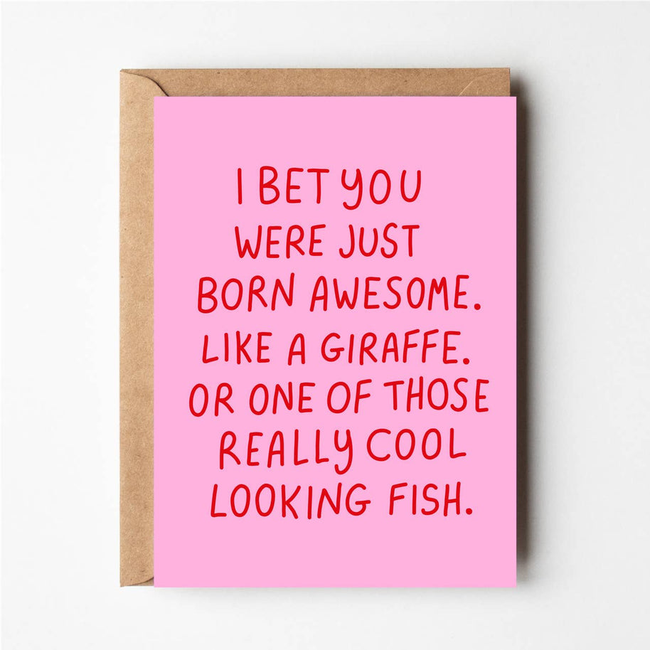 Friends of Henry Paper Co Born Awesome funny pink greeting card