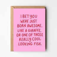 Friends of Henry Paper Co Born Awesome funny pink greeting card