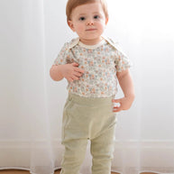 GOTS certified organic cotton baby leggings with cuffed ankles

