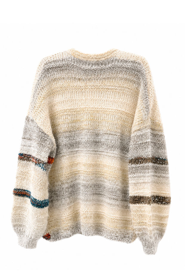 Striped Chunky Knit Cardigan – Khaki