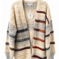 Striped Chunky Knit Cardigan – Khaki