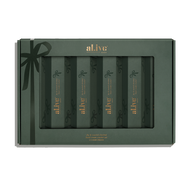 al.ive body Hand Cream Cracker Set Fig & Toasted Chestnut in Forest Green packaging