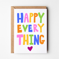 Friends of Henry Happy Everything Greeting Card with rainbow lettering and heart