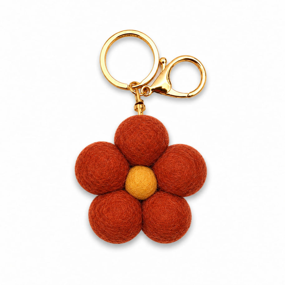 Home Dweller Felt Flower Keychain in Deep Red