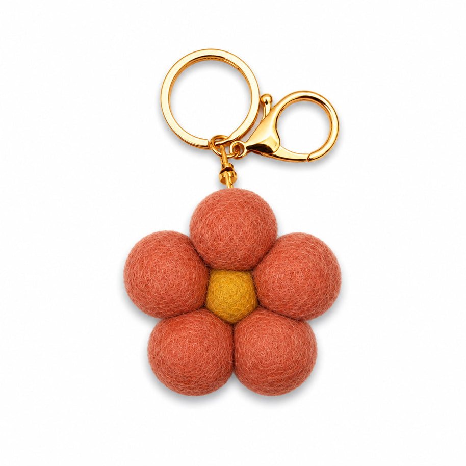Home Dweller Felt Flower Keychain in Rust