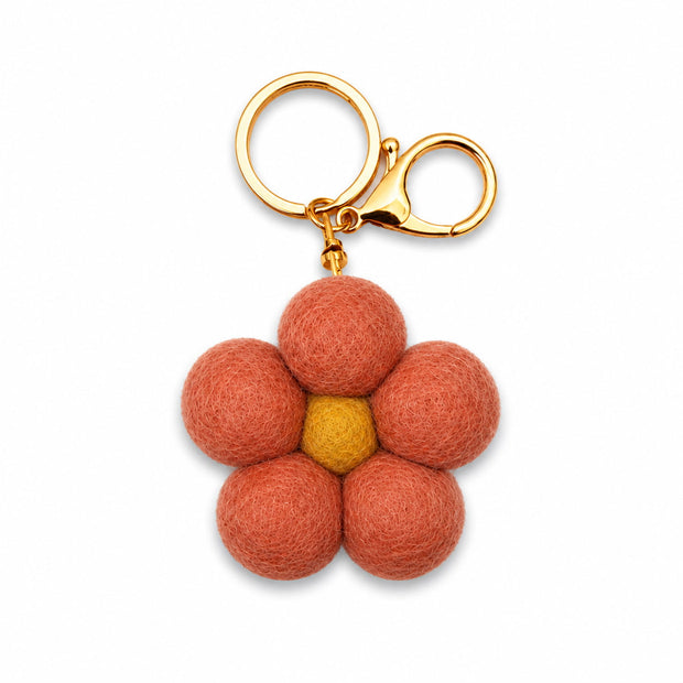 Home Dweller Felt Flower Keychain in Rust