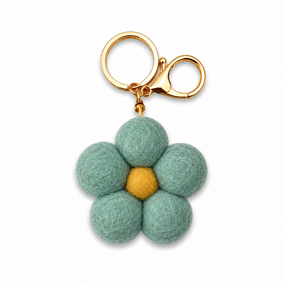 Home Dweller Felt Flower Keychain in Turquoise
