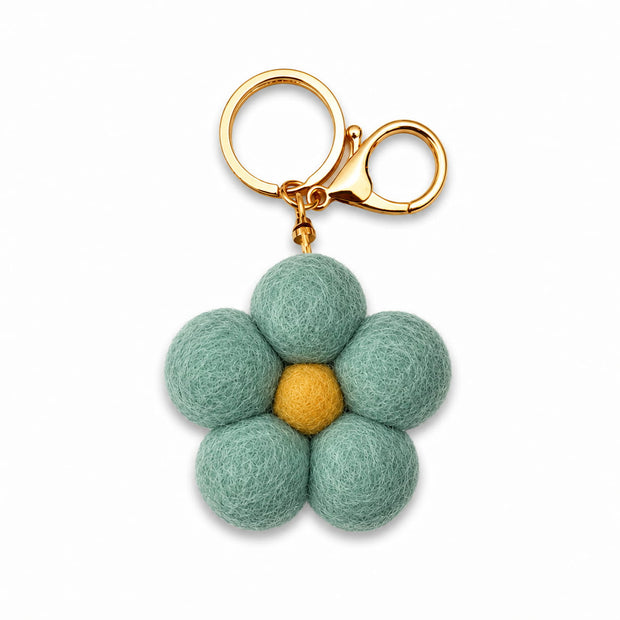 Home Dweller Felt Flower Keychain in Turquoise