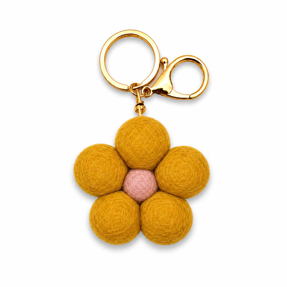 Home Dweller Felt Flower Keychain in Yellow