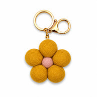 Home Dweller Felt Flower Keychain in Yellow