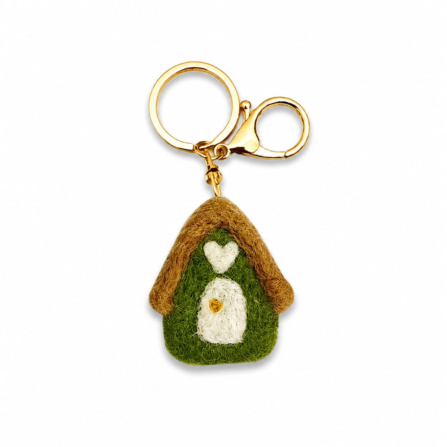 Home Dweller Felt House Keychain in Green