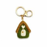 Home Dweller Felt House Keychain in Green