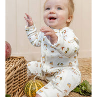 Homegrown Kids Farm Print Rib Growsuit with two way zipper