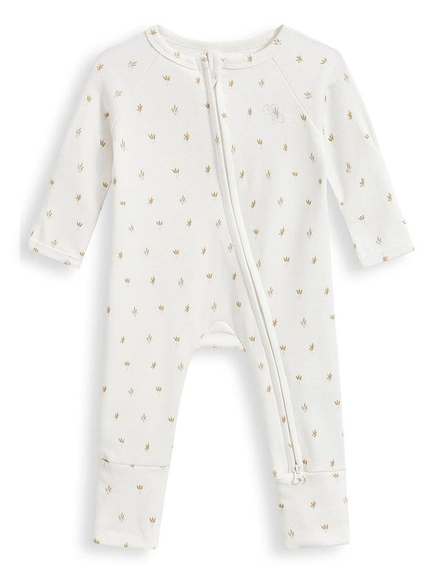 Homegrown Kids Wheat Sprig Rib Growsuit with two way zipper