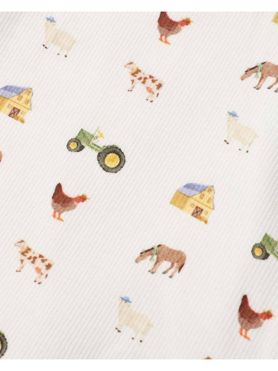 Homegrown Kids cosy unisex newborn growsuit with tractor and farm animal design