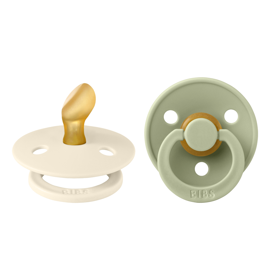 BIBS Anatomical Latex Pacifier 2 Pack in Ivory and Sage colourway